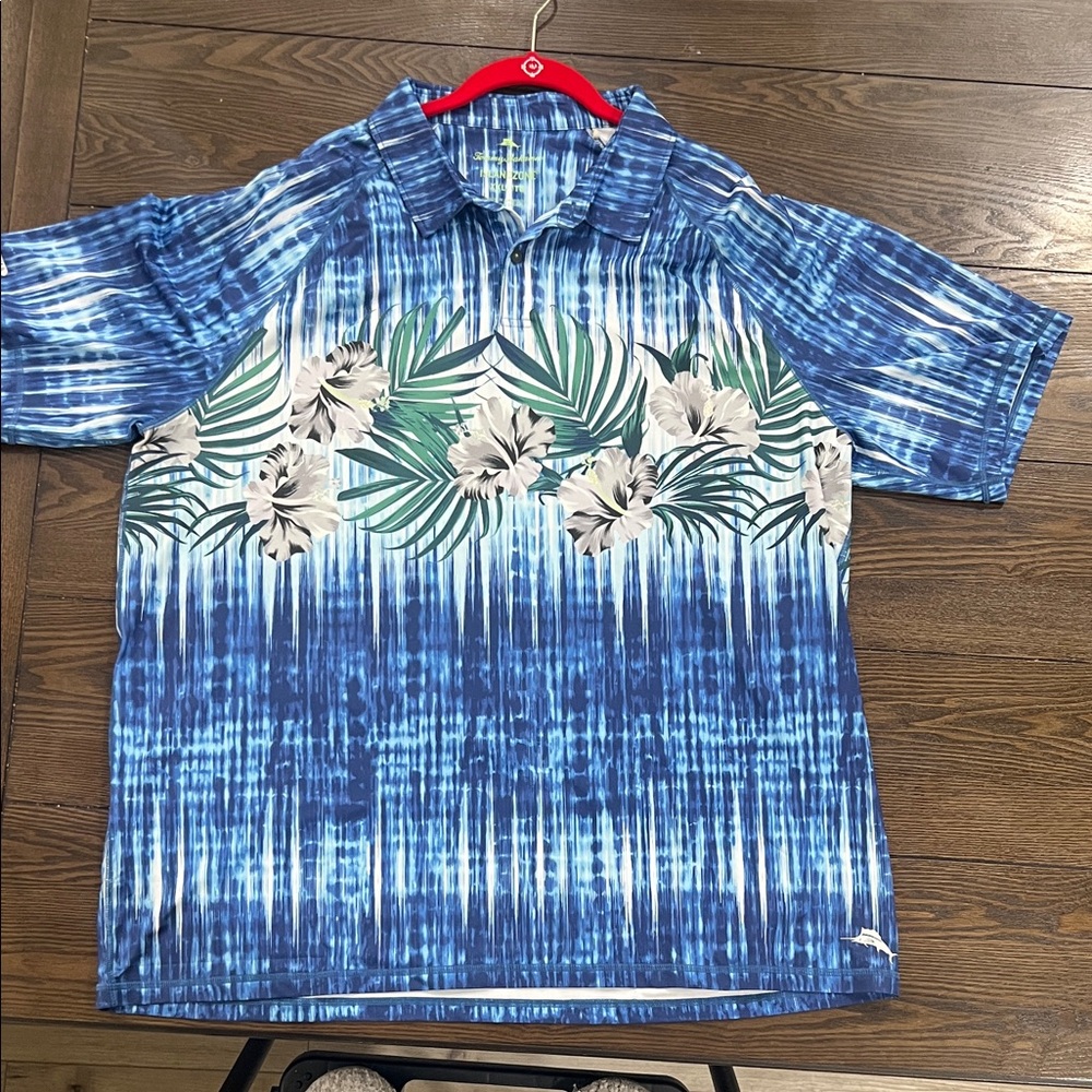 Tommy Bahama Blue and Cream Tropical Dress Shirt
